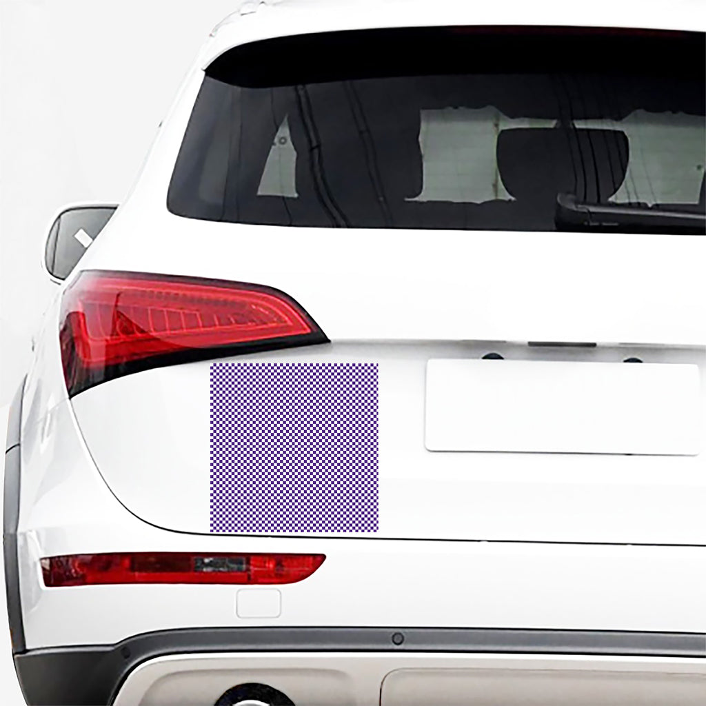 Purple And White Checkered Pattern Print Car Sticker