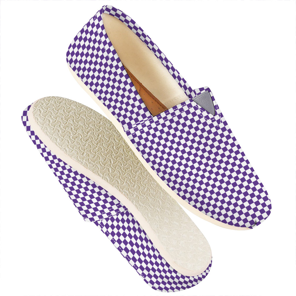 Purple And White Checkered Pattern Print Casual Shoes