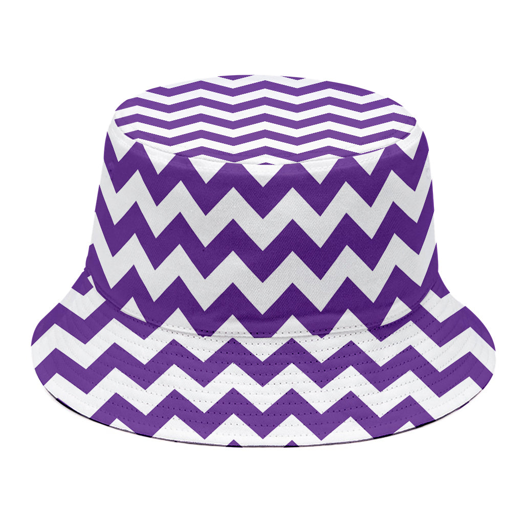 Purple And White Chevron Pattern Print Bucket Hat