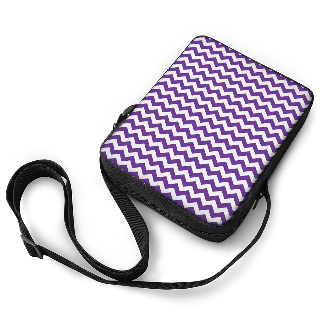 Purple And White Chevron Pattern Print Rectangular Crossbody Bag
