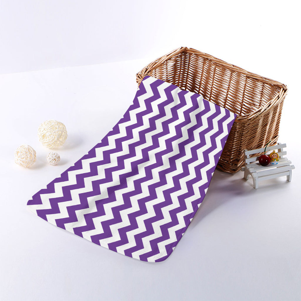 Purple And White Chevron Pattern Print Towel