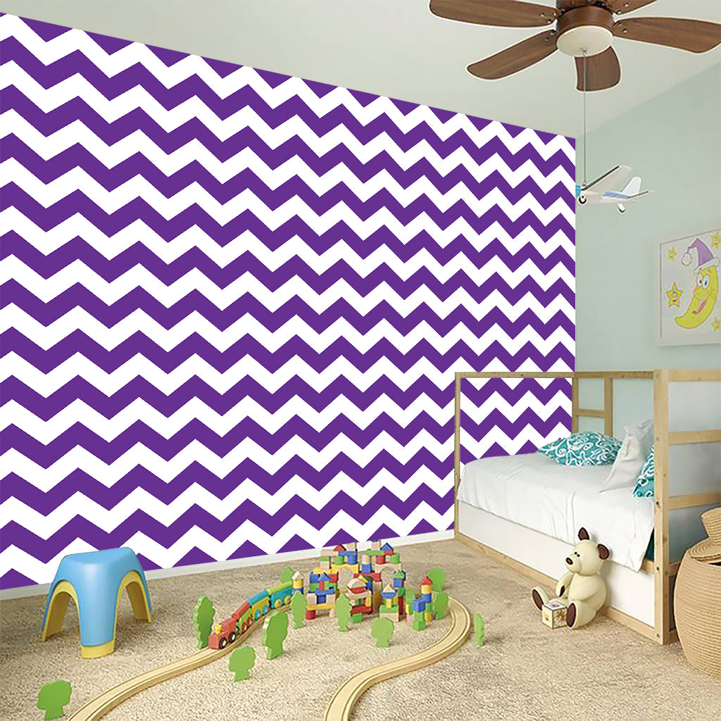 Purple And White Chevron Pattern Print Wall Sticker