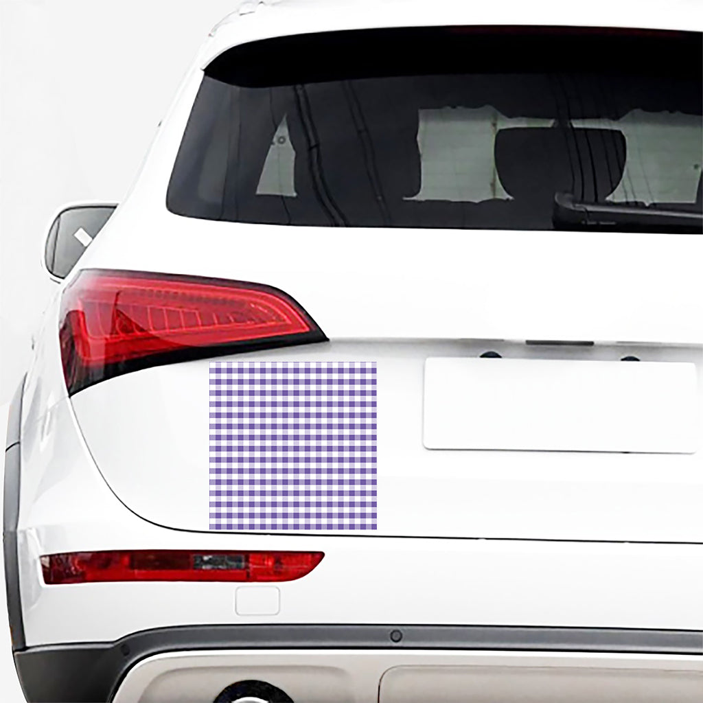 Purple And White Gingham Pattern Print Car Sticker