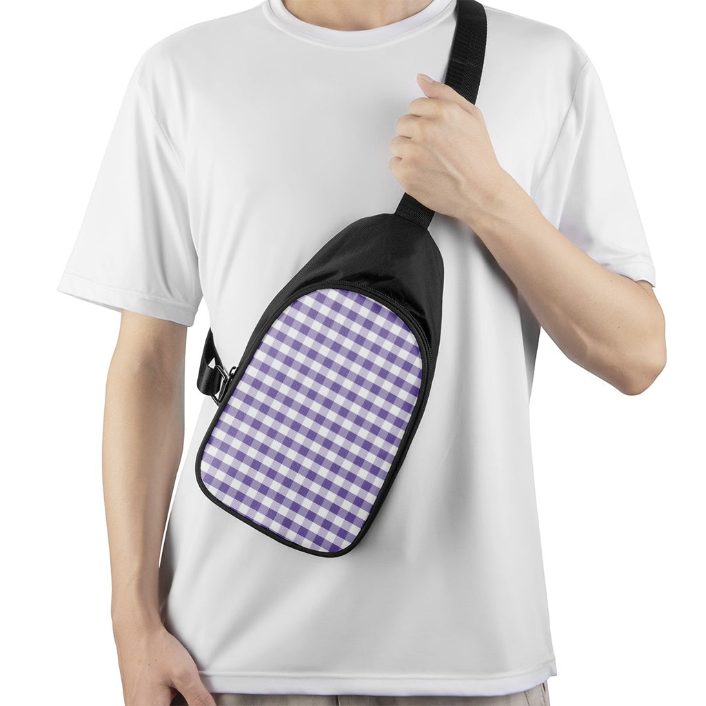 Purple And White Gingham Pattern Print Chest Bag