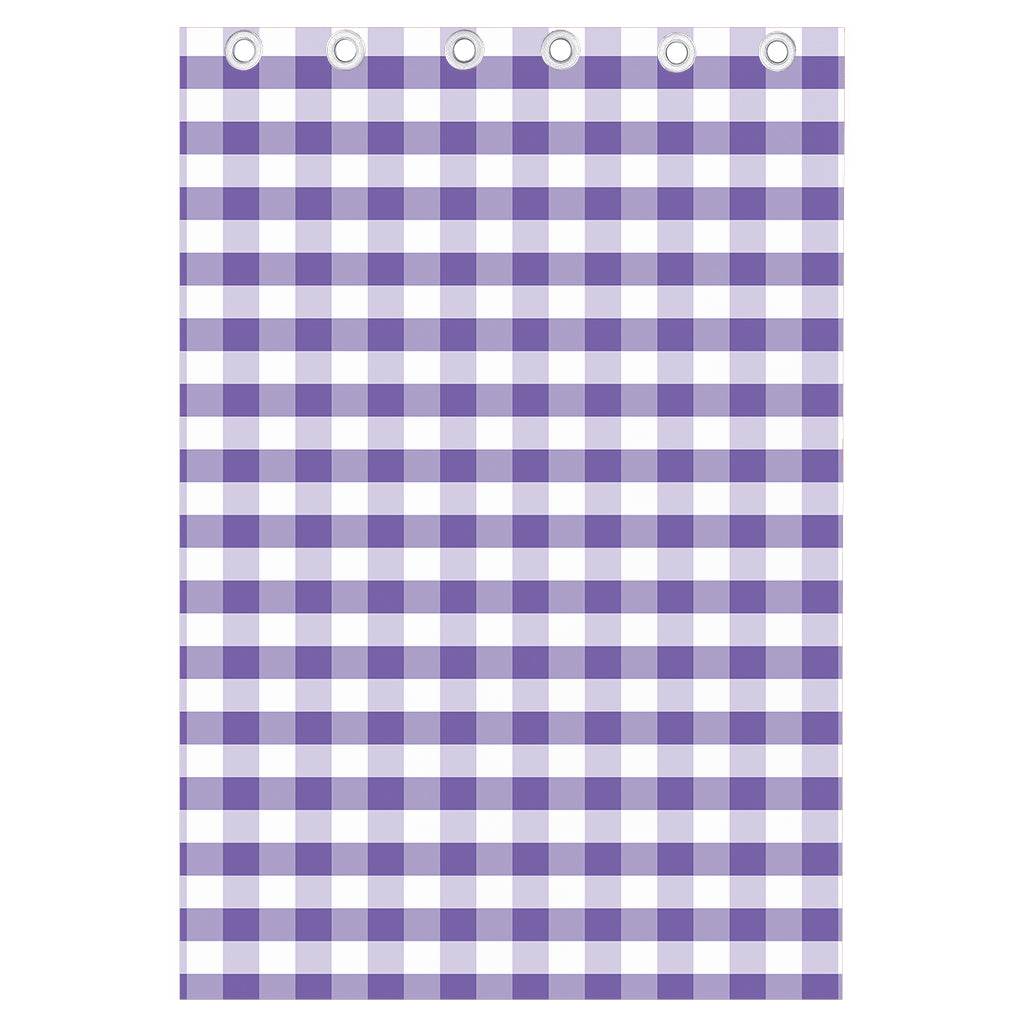 Purple And White Gingham Pattern Print Curtain
