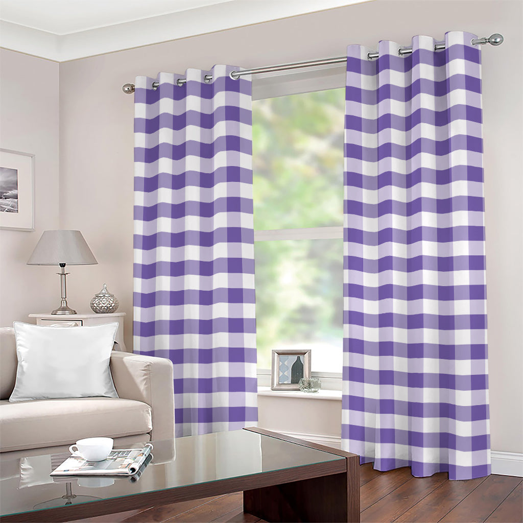 Purple And White Gingham Pattern Print Grommet Curtains