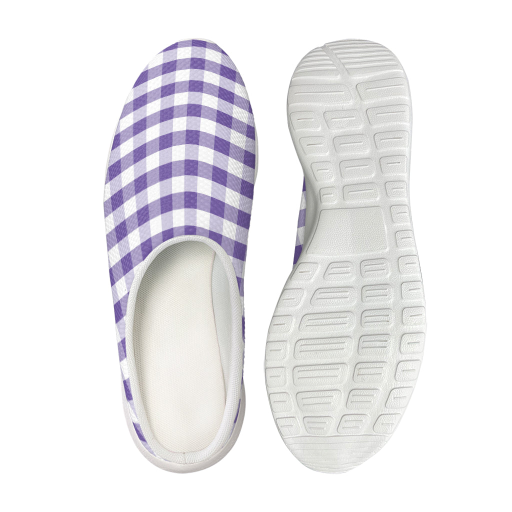 Purple And White Gingham Pattern Print Mesh Casual Shoes