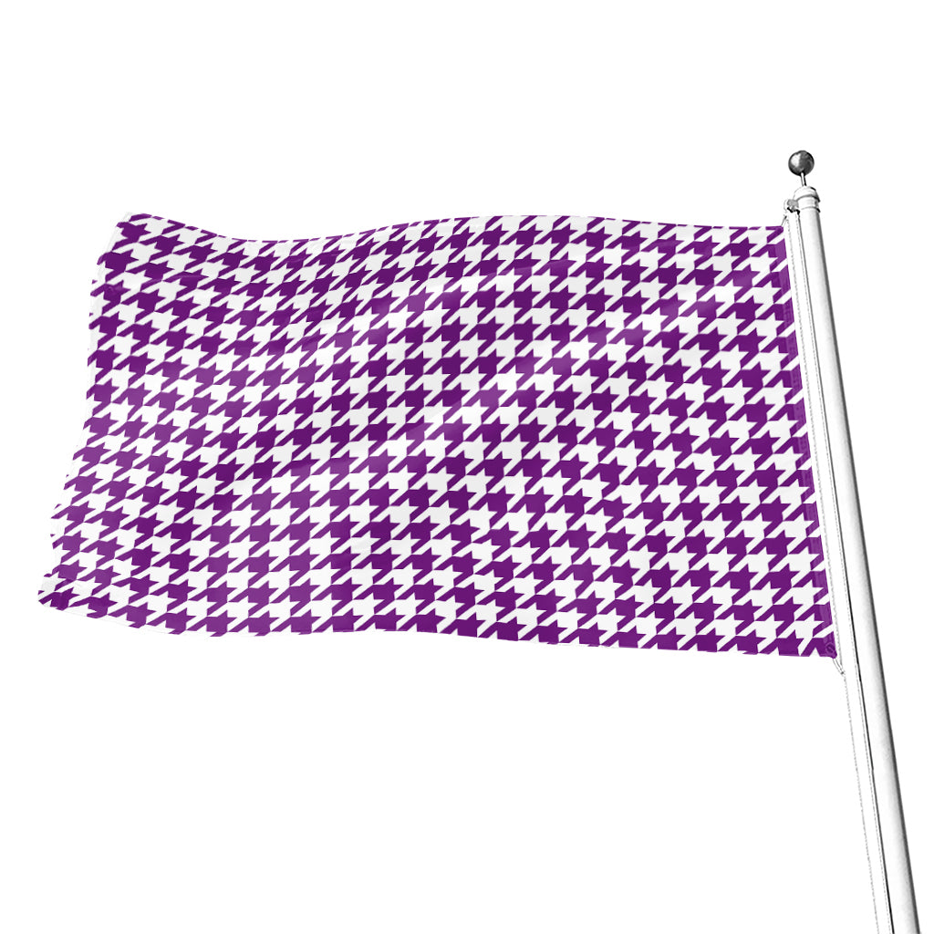 Purple And White Houndstooth Print Flag