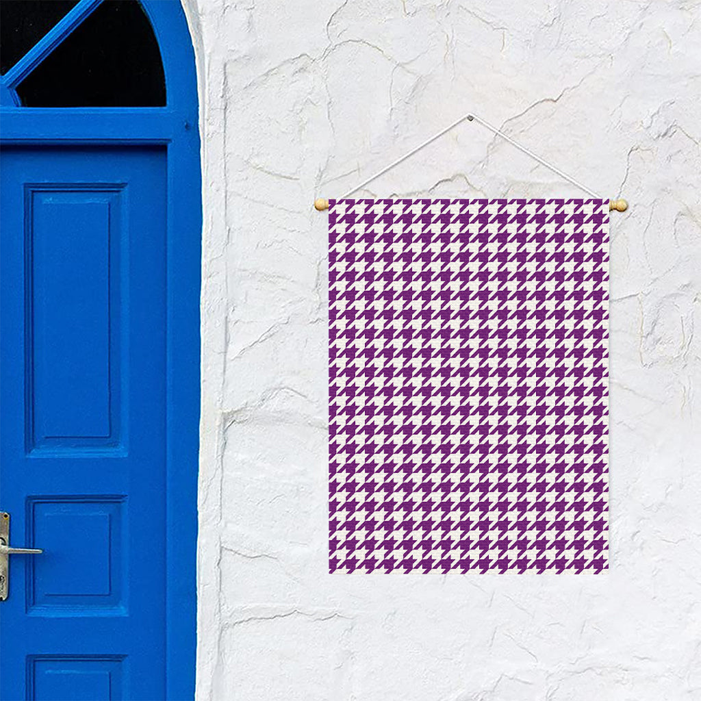 Purple And White Houndstooth Print Garden Flag