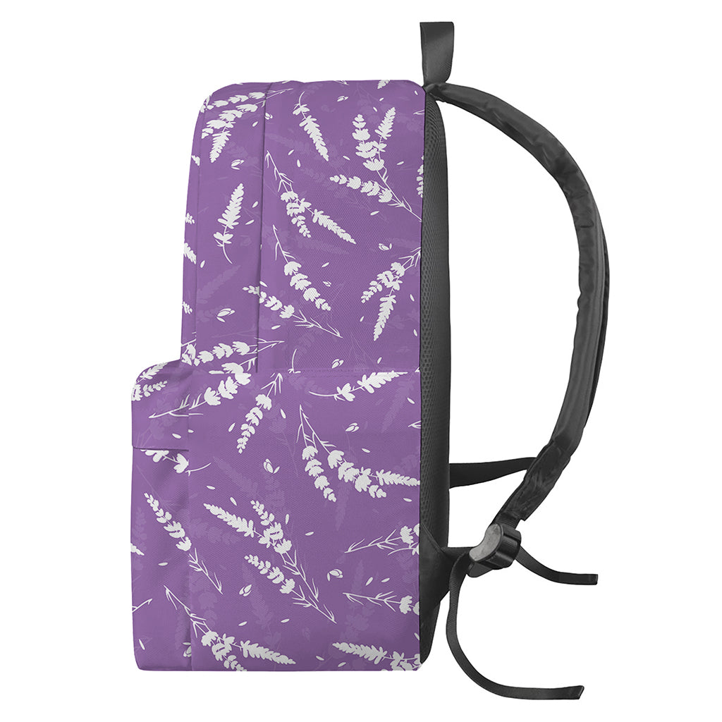 Purple And White Lavender Pattern Print Backpack