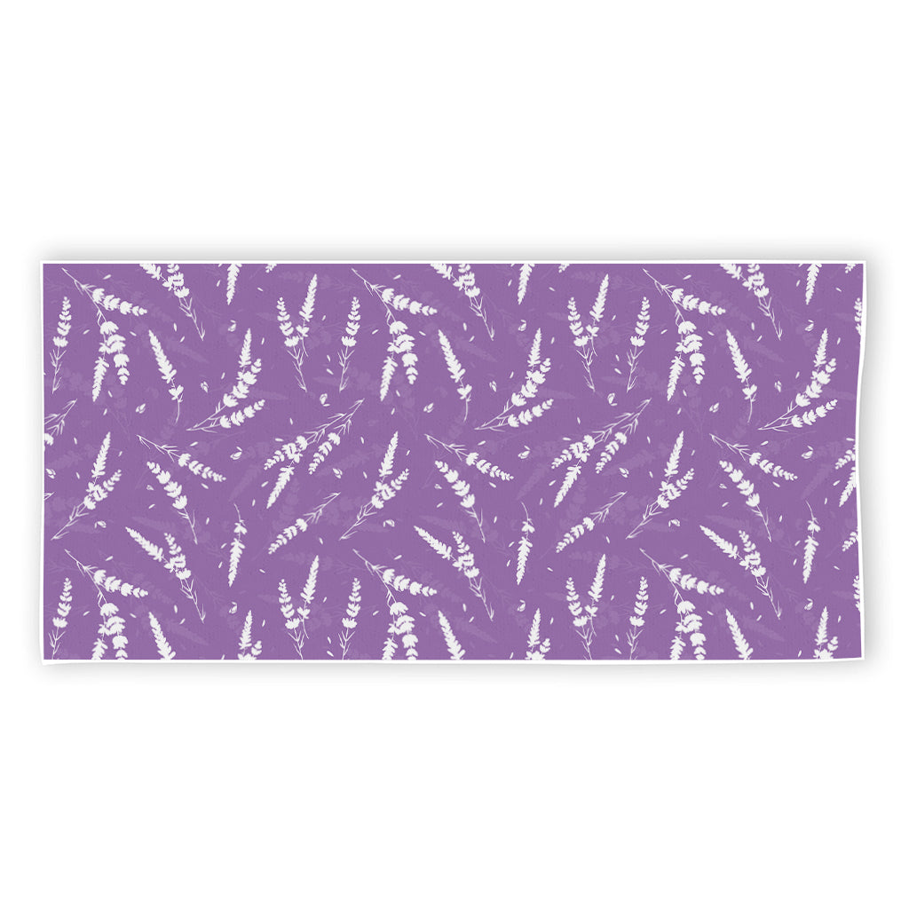 Purple And White Lavender Pattern Print Beach Towel