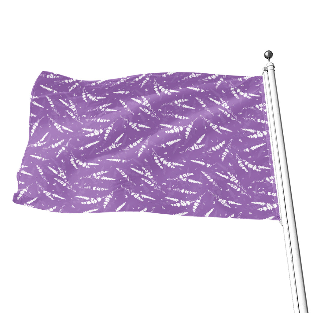 Purple And White Lavender Pattern Print Flag