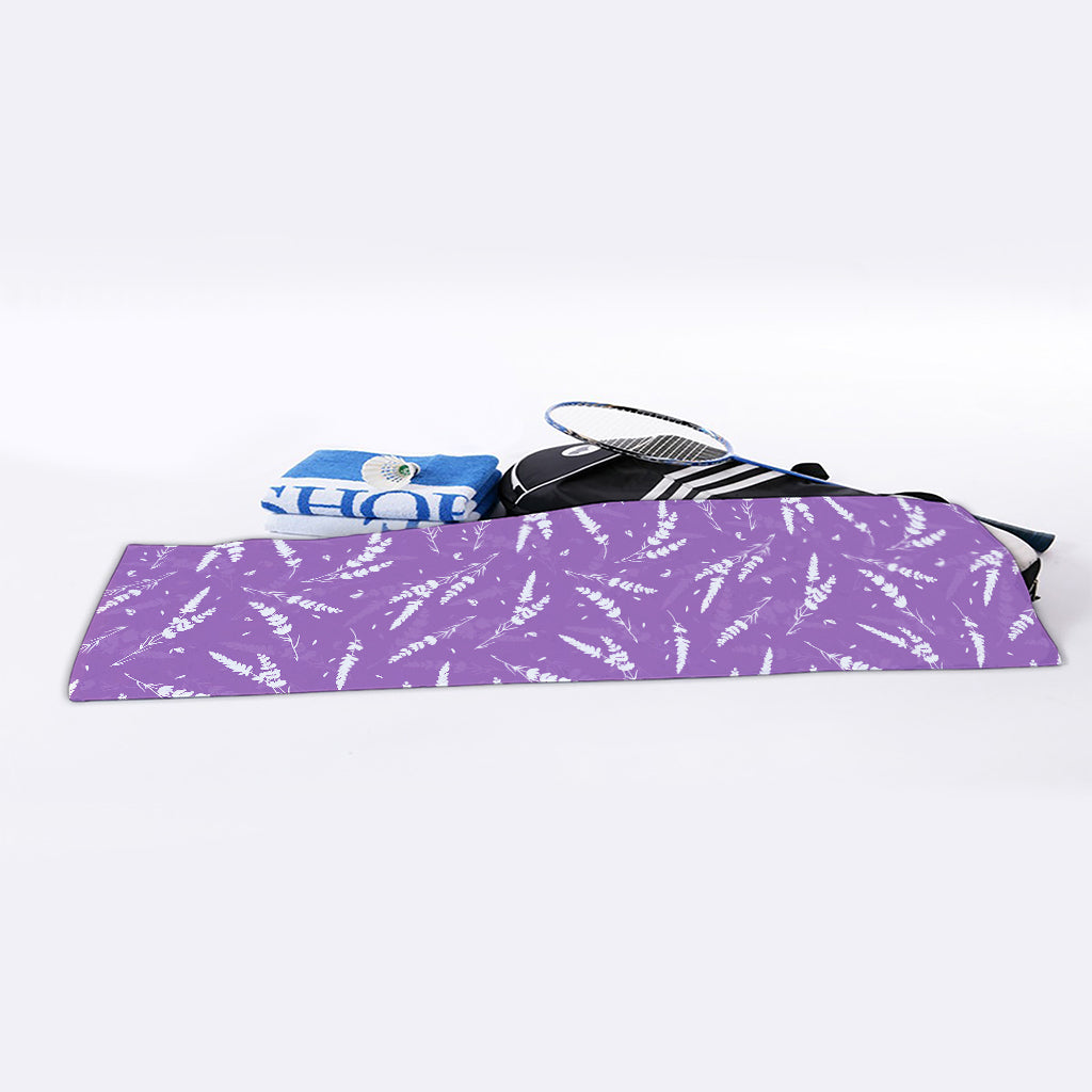 Purple And White Lavender Pattern Print Sports Towel