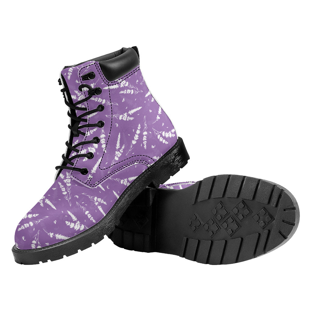 Purple And White Lavender Pattern Print Work Boots