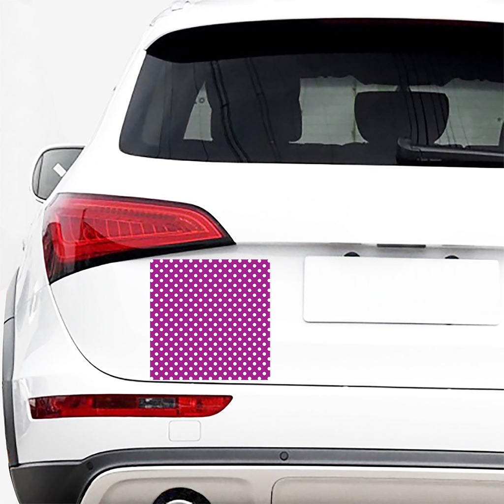 Purple And White Polka Dot Pattern Print Car Sticker