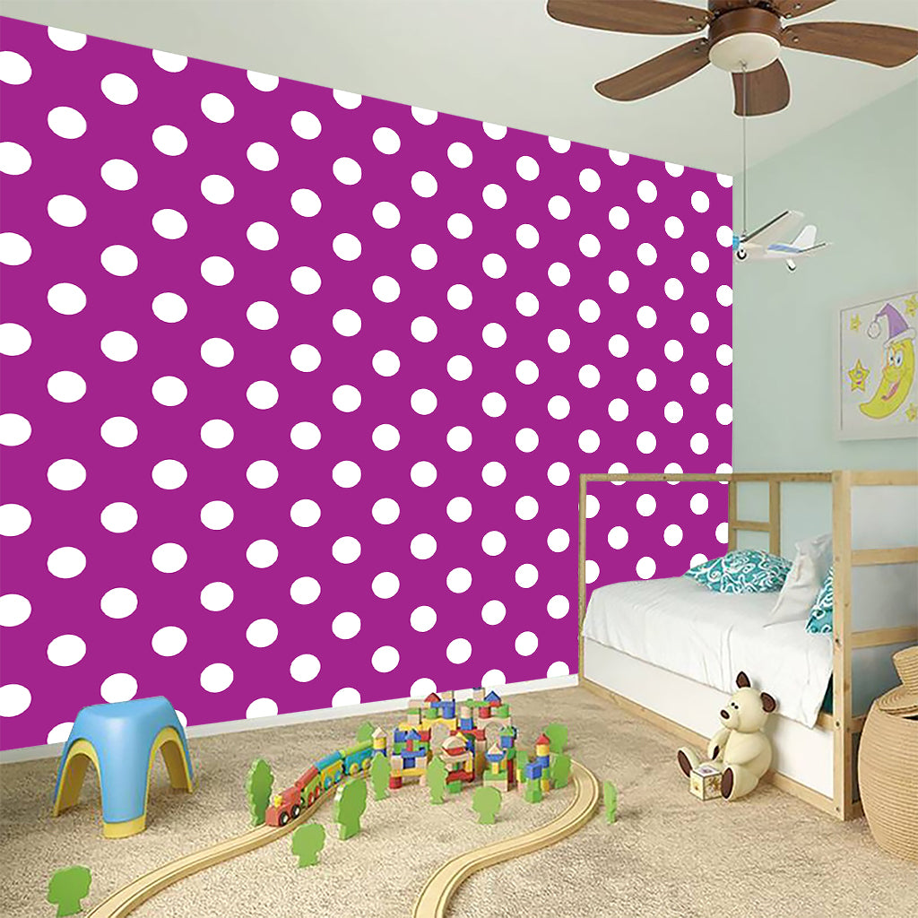 Purple And White Polka Dot Pattern Print Wall Sticker