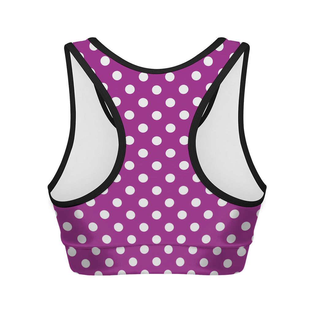 Purple And White Polka Dot Pattern Print Women's Sports Bra