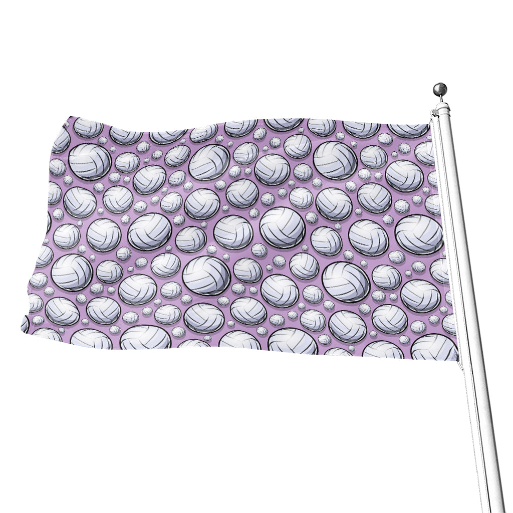 Purple And White Volleyball Print Flag