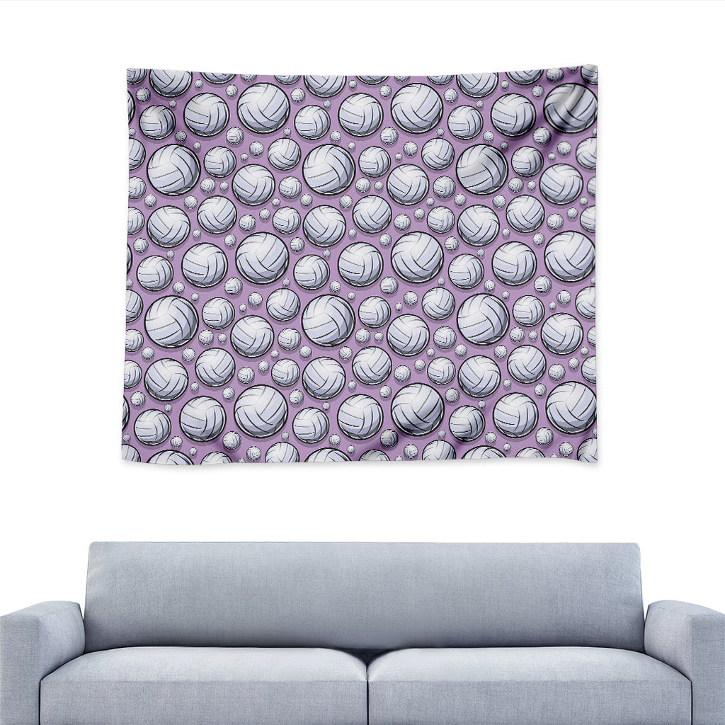 Purple And White Volleyball Print Tapestry