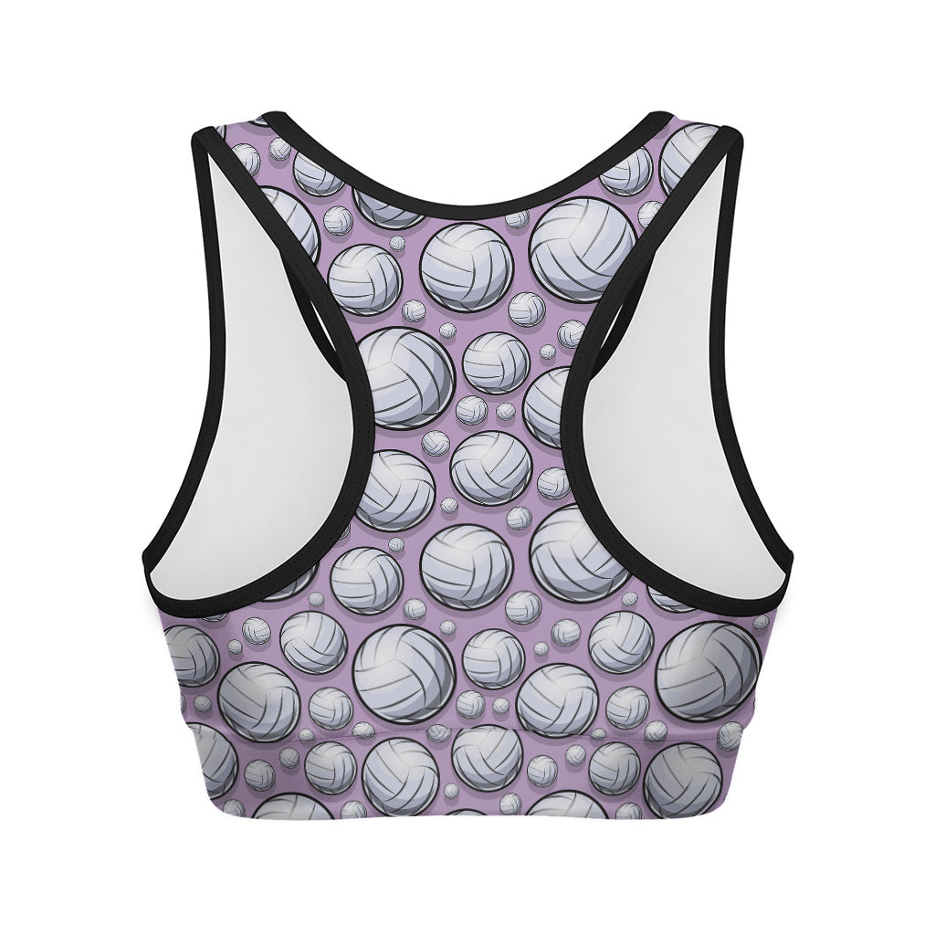 Purple And White Volleyball Print Women's Sports Bra