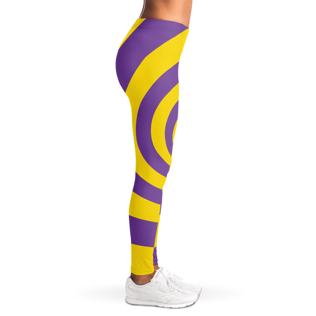 Purple And Yellow Spiral Illusion Print Women's Leggings