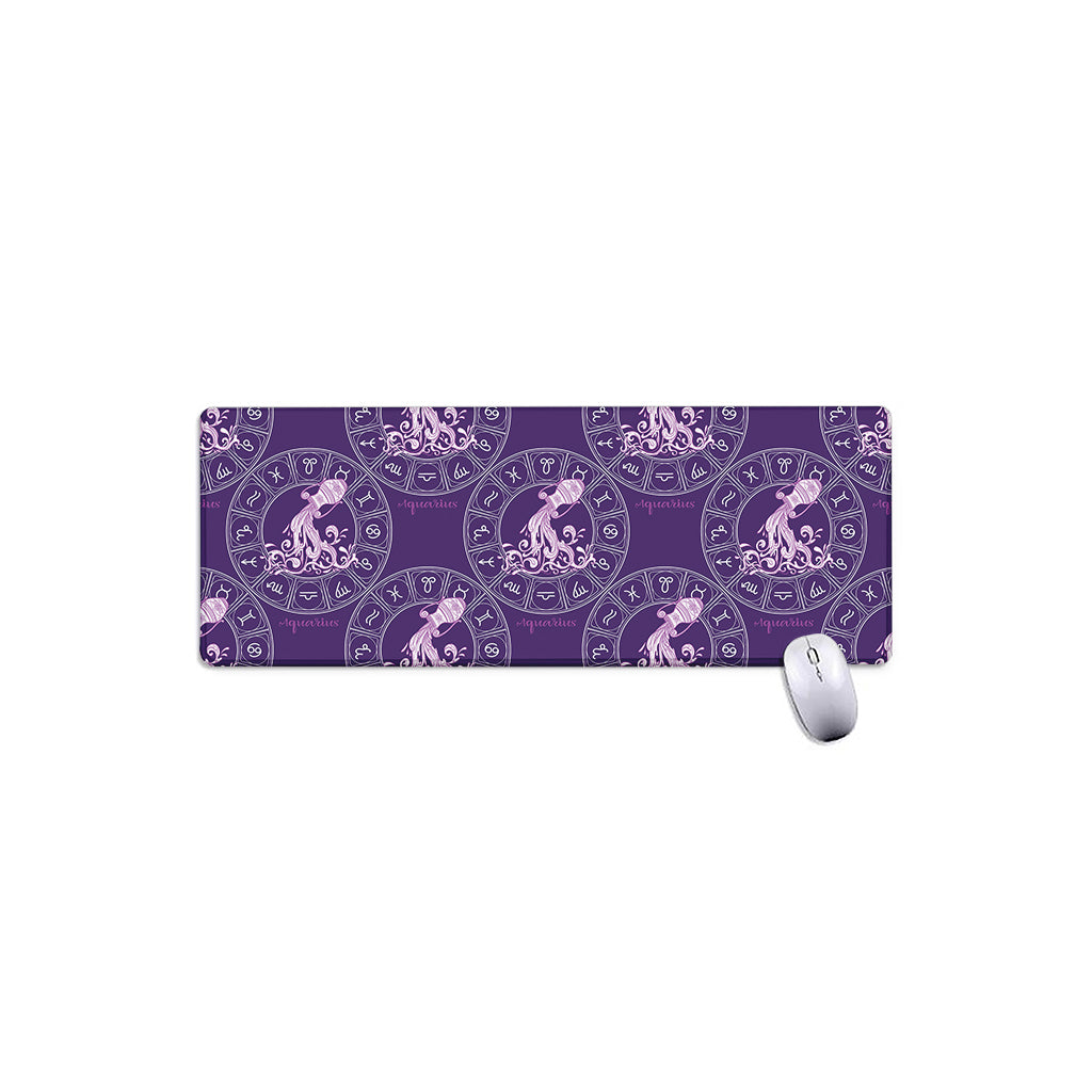 Purple Aquarius Zodiac Pattern Print Extended Mouse Pad