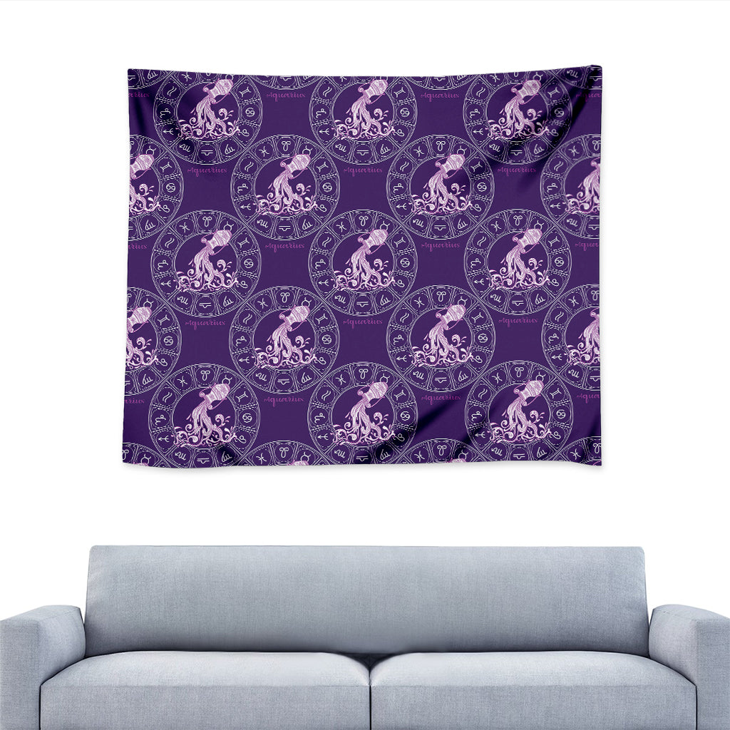 Purple Aquarius Zodiac Pattern Print Tapestry