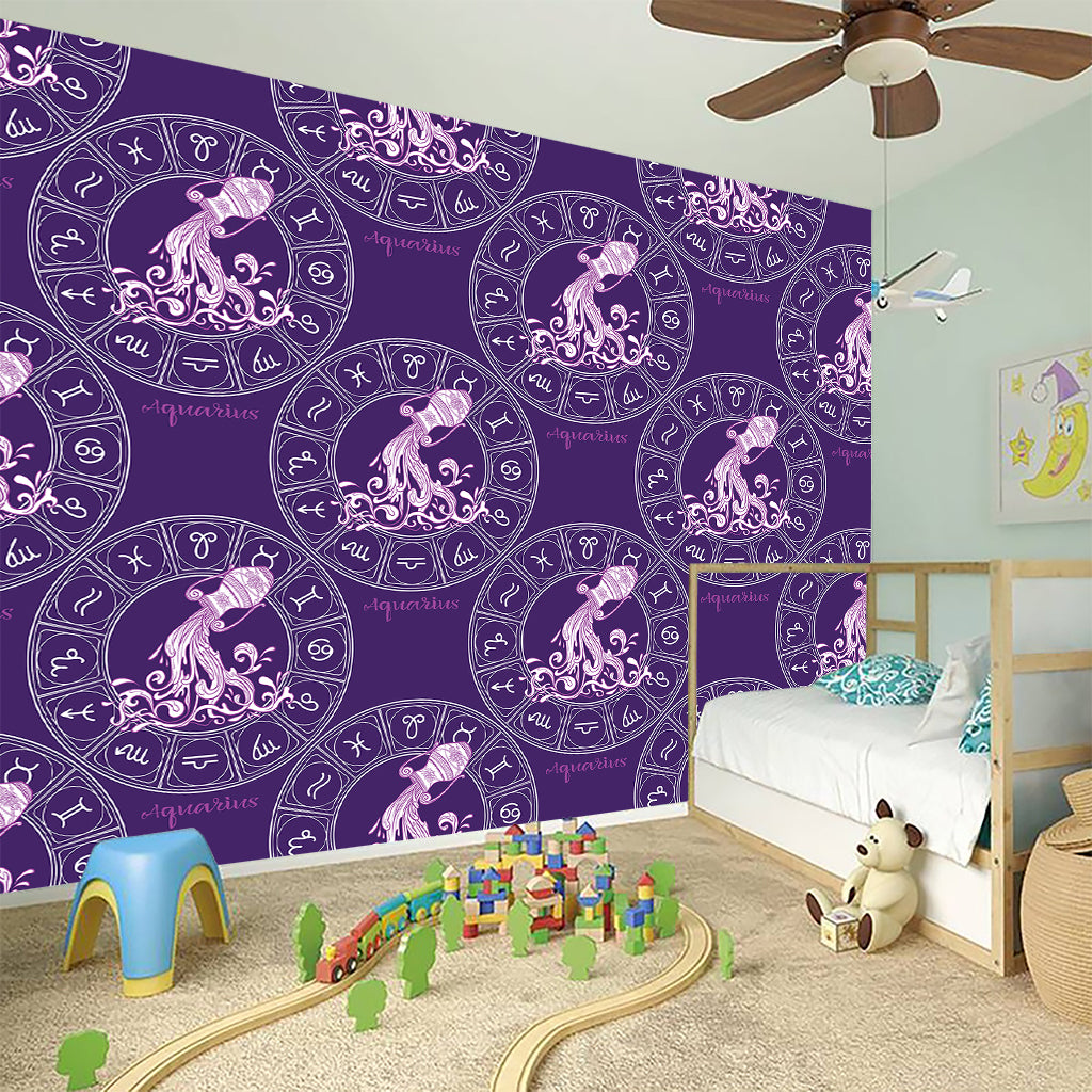 Purple Aquarius Zodiac Pattern Print Wall Sticker