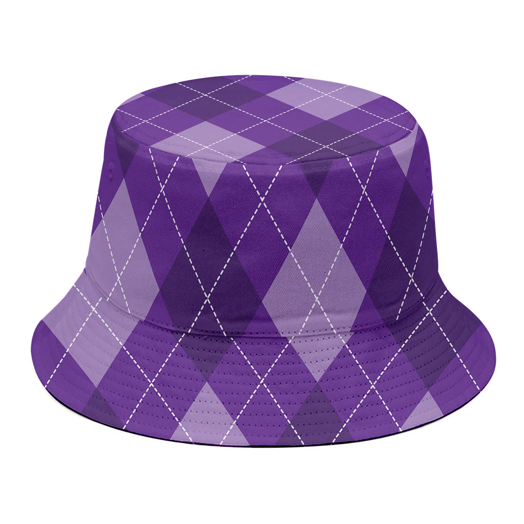 Purple Argyle Pattern Print Bucket Hat
