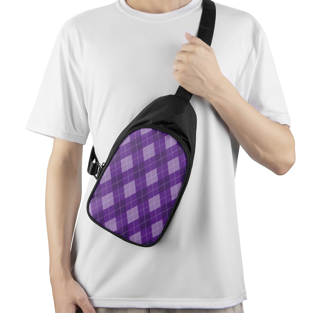 Purple Argyle Pattern Print Chest Bag