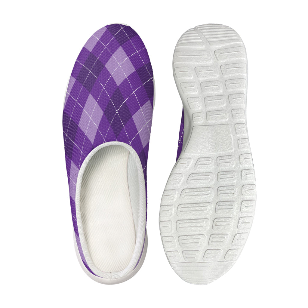 Purple Argyle Pattern Print Mesh Casual Shoes