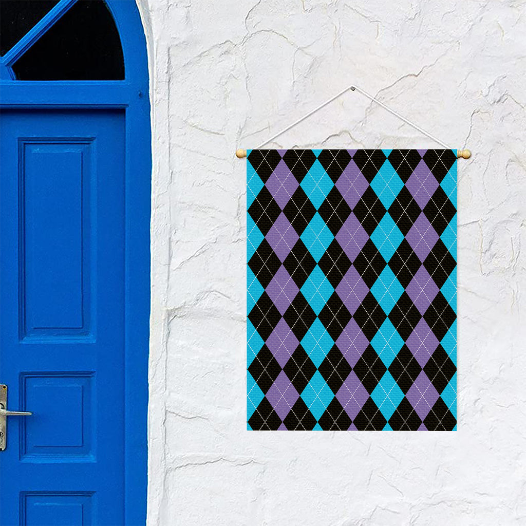 Purple Black And Blue Argyle Print Garden Flag