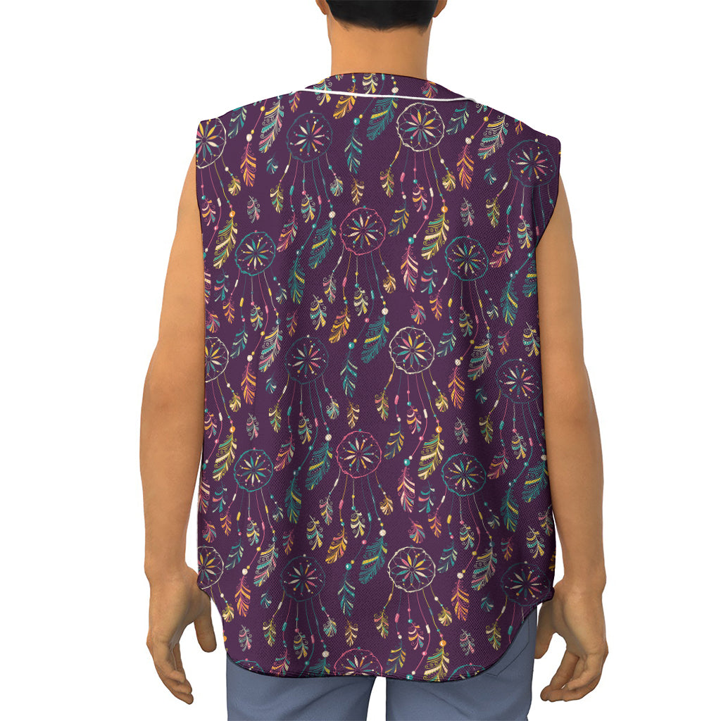 Purple Bohemian Dream Catcher Print Sleeveless Baseball Jersey