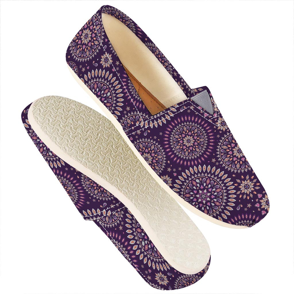 Purple Bohemian Mandala Pattern Print Casual Shoes