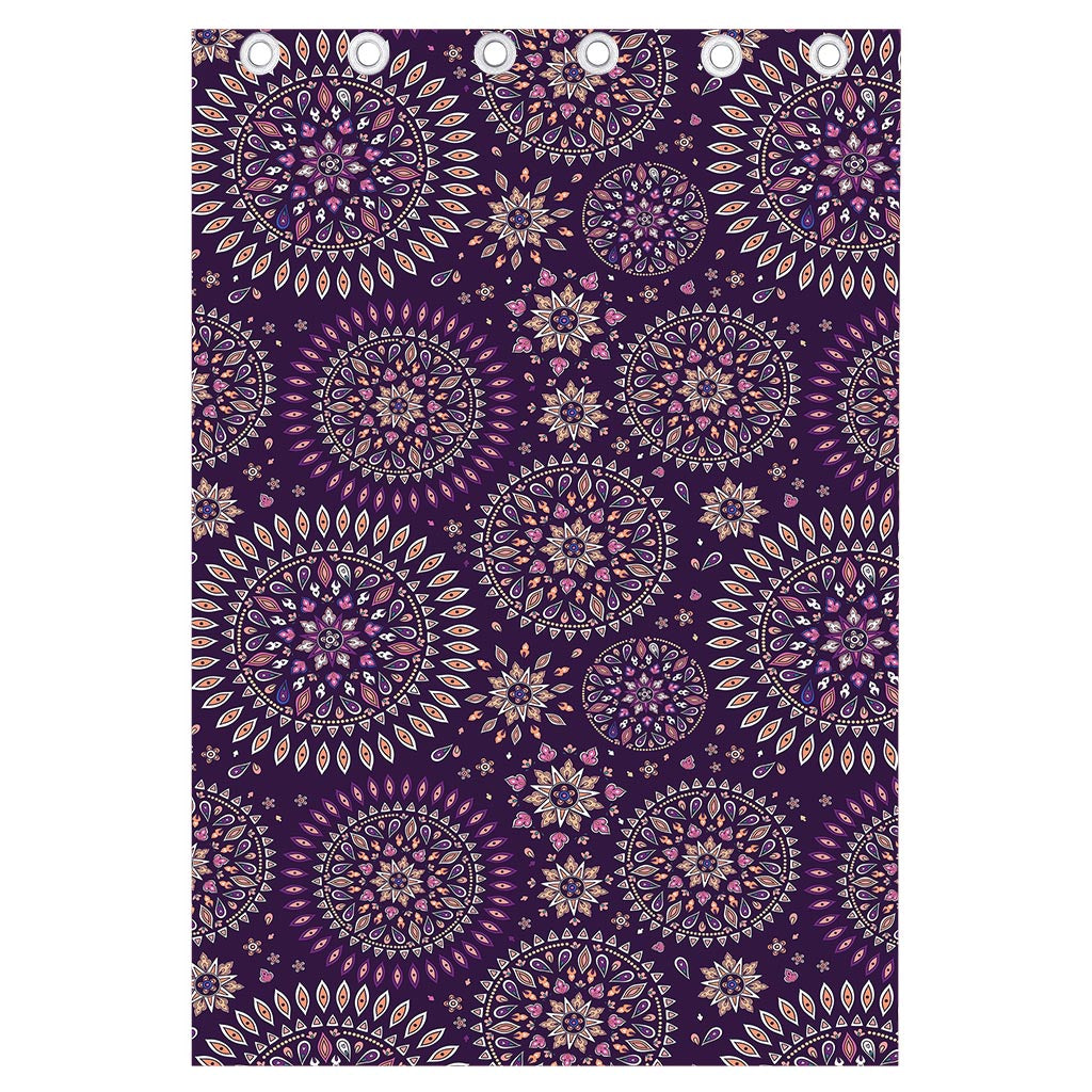Purple Bohemian Mandala Pattern Print Curtain