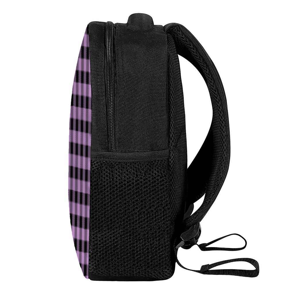 Purple Buffalo Plaid Print Casual Backpack