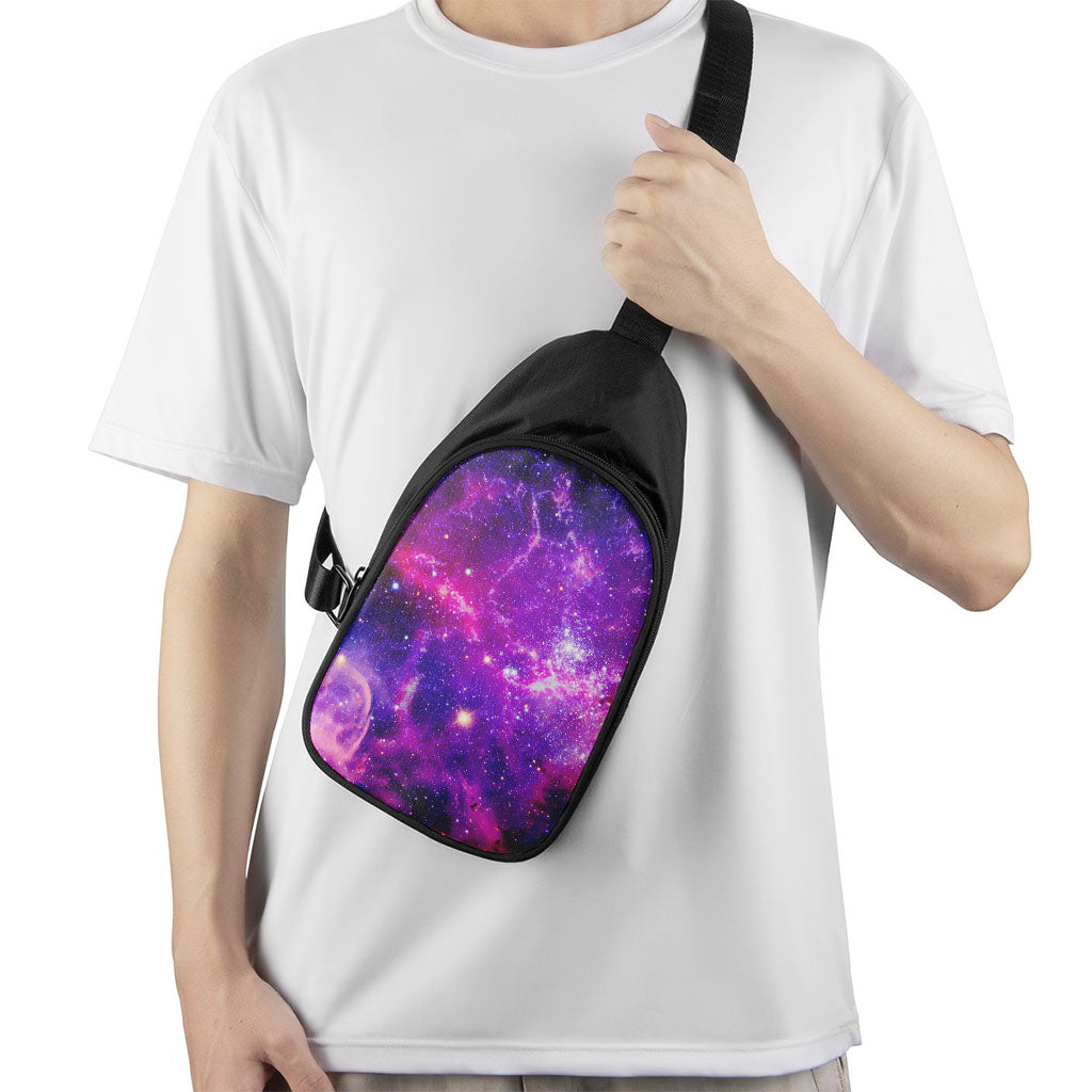 Purple Bursting Galaxy Space Print Chest Bag