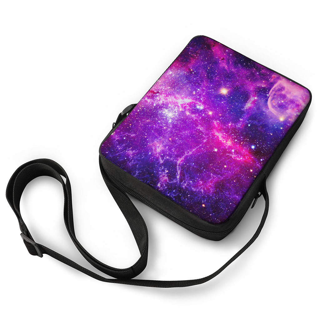 Purple Bursting Galaxy Space Print Rectangular Crossbody Bag