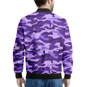 Purple Camouflage Print Men's Bomber Jacket