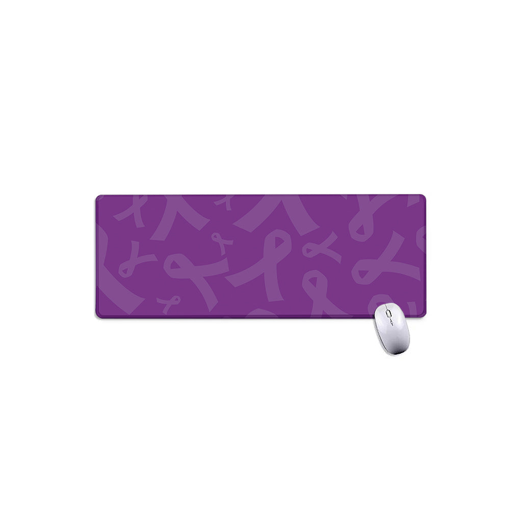 Purple Cancer Awareness Ribbon Print Extended Mouse Pad