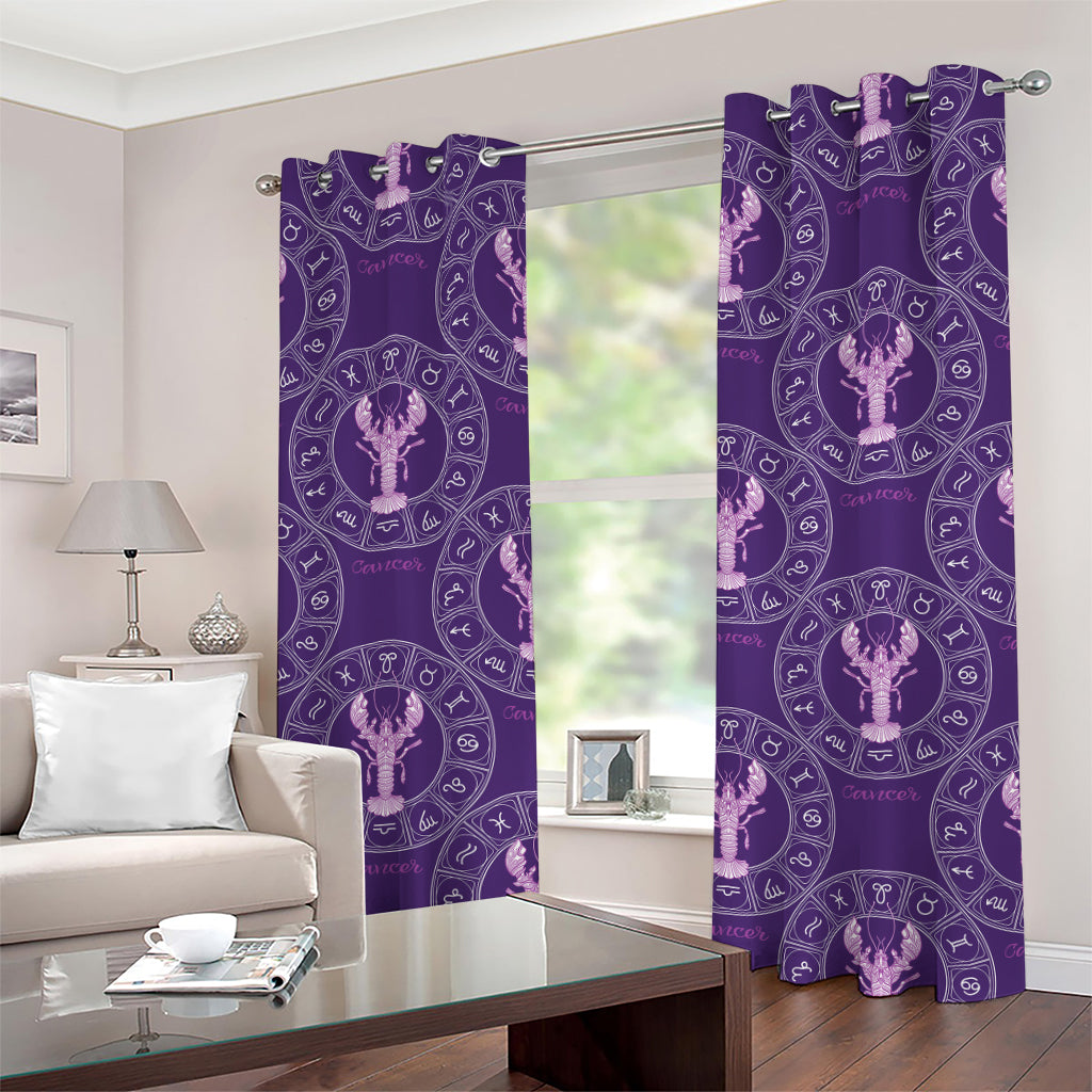 Purple Cancer Zodiac Pattern Print Grommet Curtains