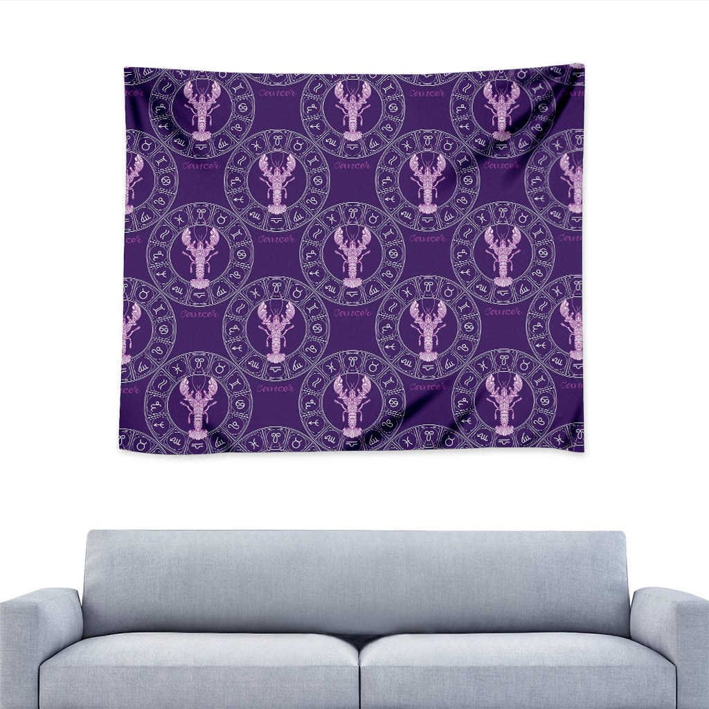 Purple Cancer Zodiac Pattern Print Tapestry