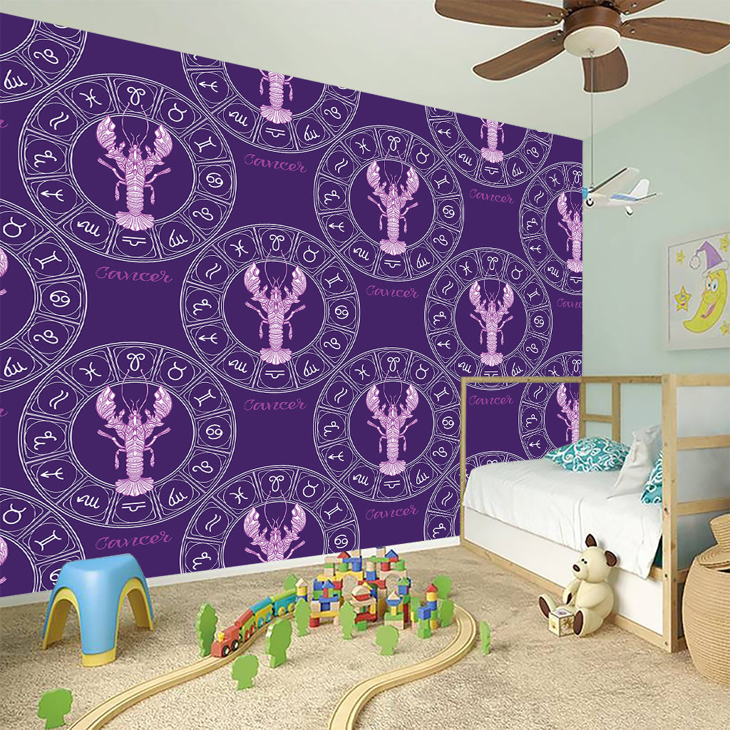 Purple Cancer Zodiac Pattern Print Wall Sticker