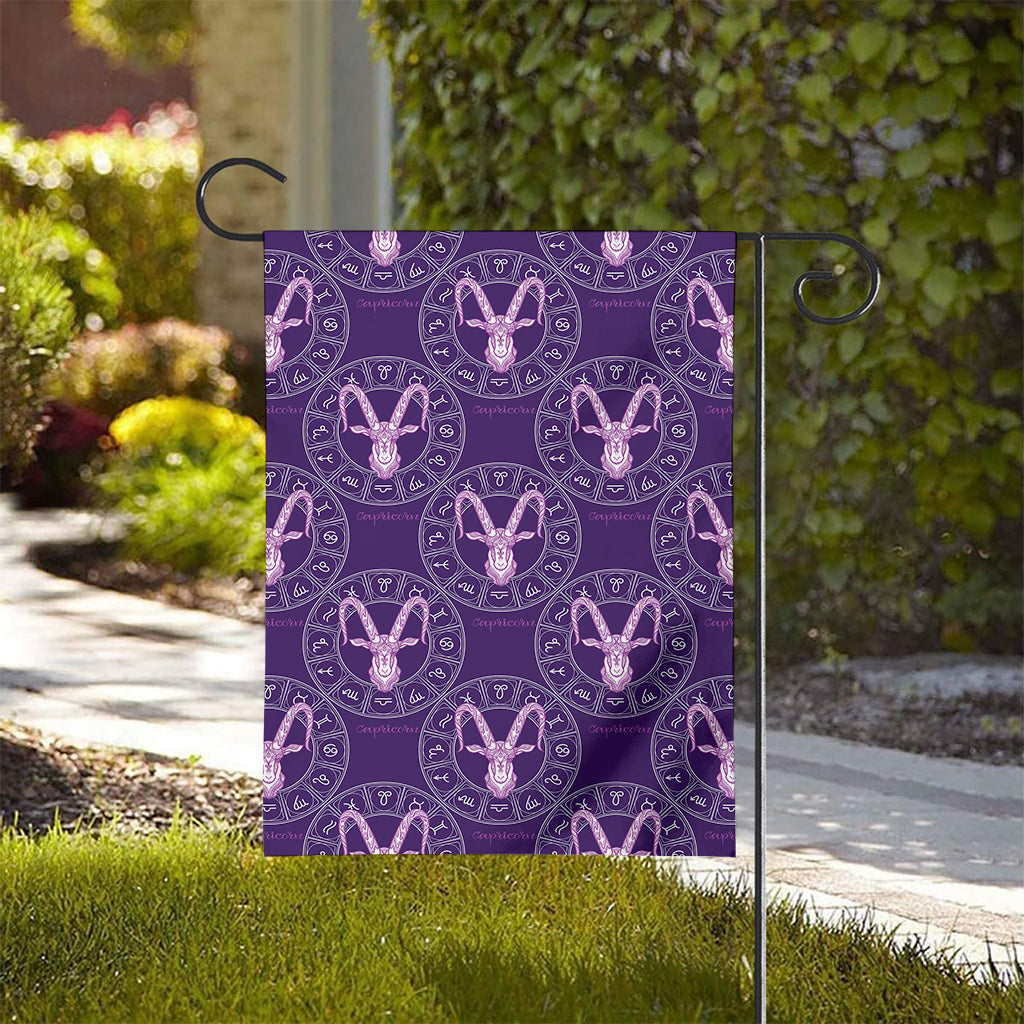 Purple Capricorn Zodiac Pattern Print House Flag