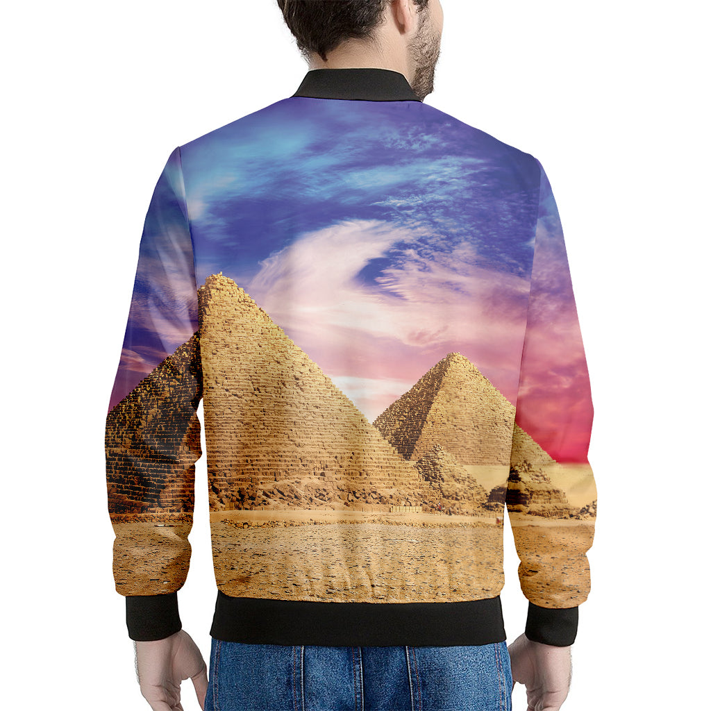 Purple Cloud Pyramid Print Men's Bomber Jacket