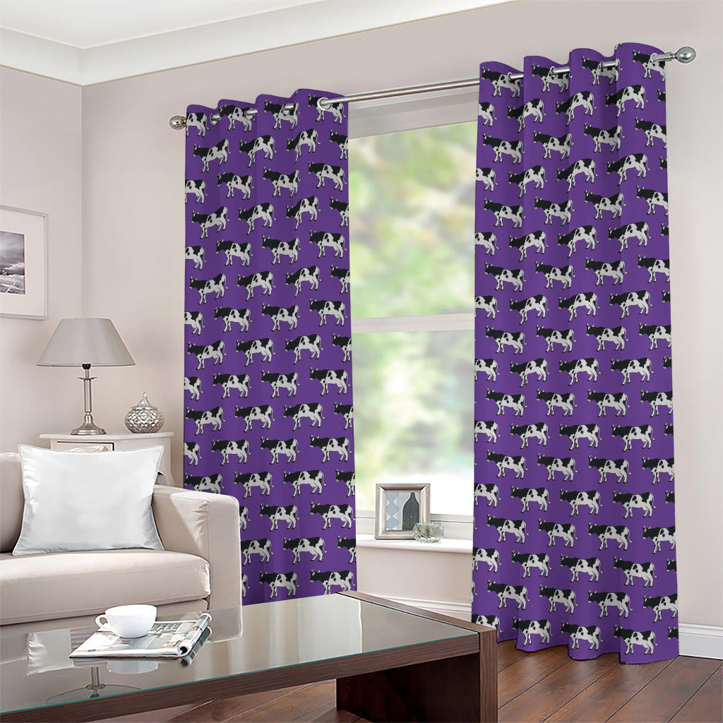 Purple Cow Pattern Print Grommet Curtains