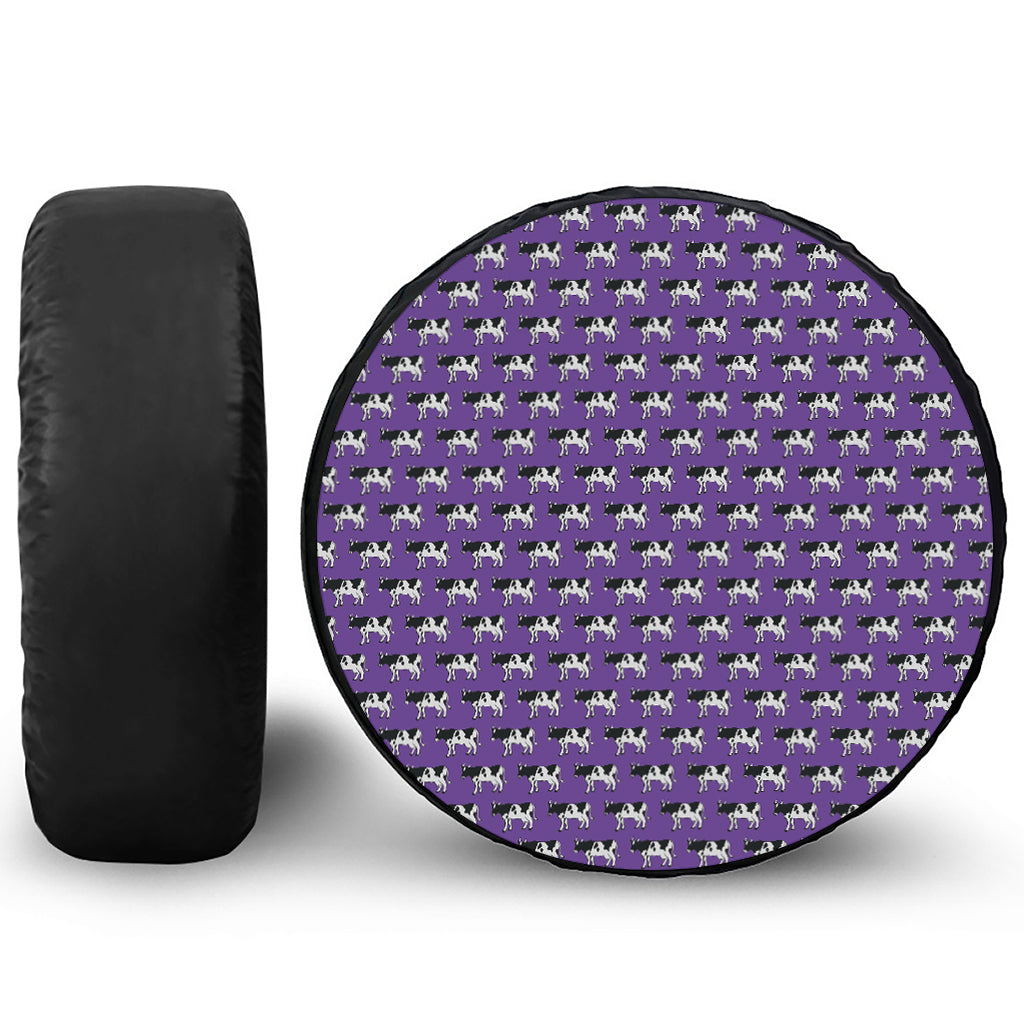 Purple Cow Pattern Print Tire Cover