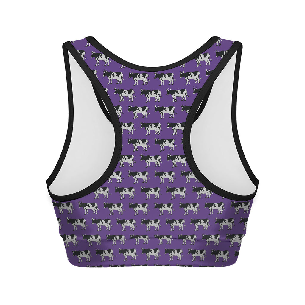 Purple Cow Pattern Print Women's Sports Bra