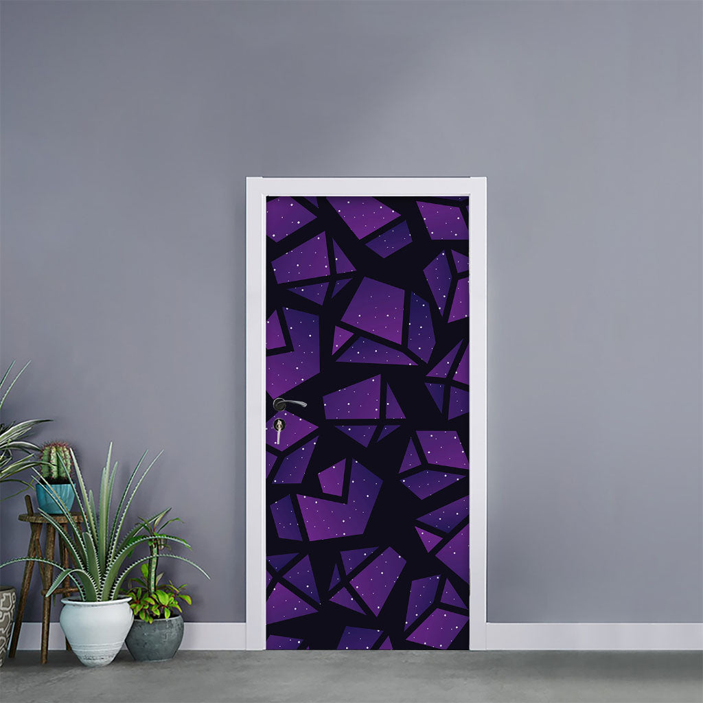 Purple Crystal Cosmic Galaxy Space Print Door Sticker