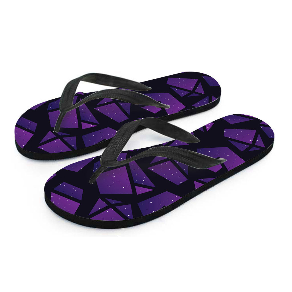 Purple Crystal Cosmic Galaxy Space Print Flip Flops